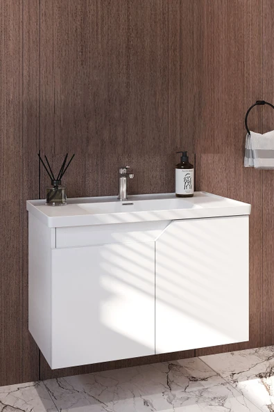 Teta Home Napoli 65 cm MDF Banyo Lavabolu Alt Dolap  Beyaz ürün görseli 1