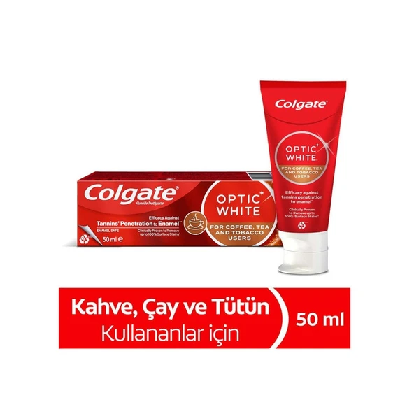 Colgate Optic White Kahve Çay ve Tütün Kullananlar İçin Diş Macunu 50 ml ürün görseli 1