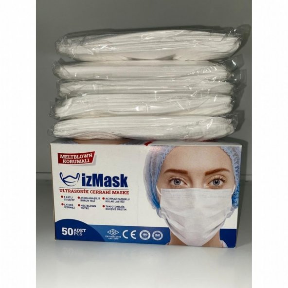 HİTS MASKE Yeni Nesil Maske 50 Adet 10 Lu Özel Ambalajlı Beyaz Renk İpli ürün görseli 1