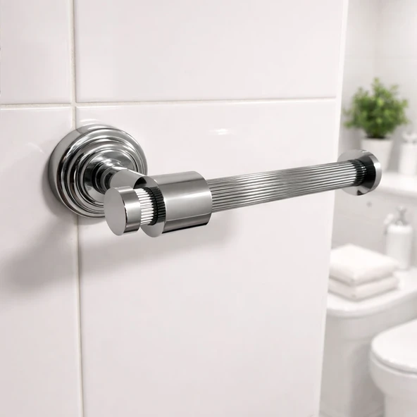 Açık Kağıtlık Gümüş Krom Vidalı Duvara Monte Banyo Tuvalet WC Dayanıklı Metal Kağıtlık ürün görseli 1