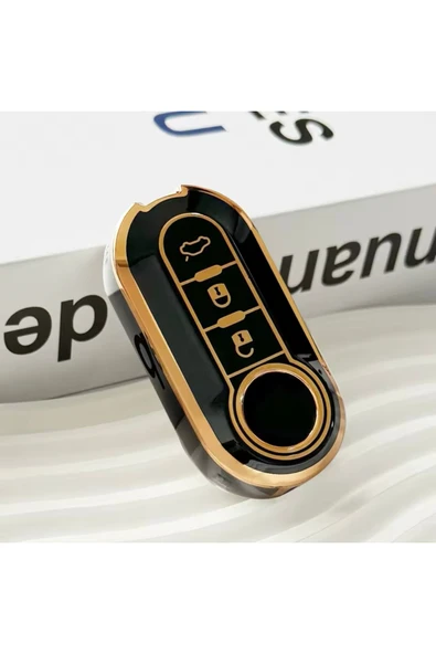 YıldızTuning Fiat 500 500L Anahtar Kılıfı Siyah-Gold ürün görseli 1
