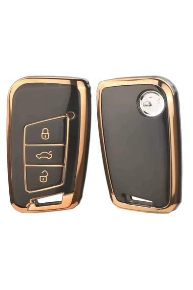 YıldızTuning Volkswagen Passat B8 Siyah-Gold Anahtar Kılıfı ürün görseli 1