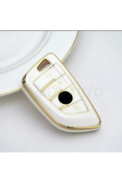 YıldızTuning Bmw F40 F44 G20 G22 G30 X1 X3 G01 Beyaz-Gold Anahtar Kılıfı ürün görseli 1