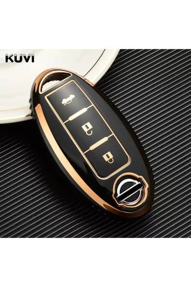 YıldızTuning Nissan X-Trail Sustasız Anahtar Kılıfı Siyah-Gold ürün görseli 1