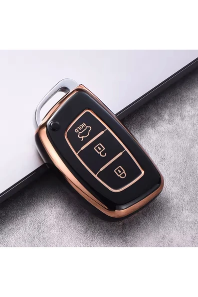 YıldızTuning Hyundai Elantra Sustasız Anahtar Kılıfı Siyah-Gold ürün görseli 1