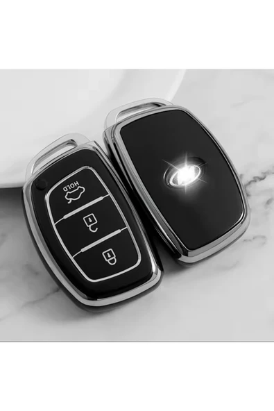 YıldızTuning Hyundai IX35 Sustasız Anahtar Kılıfı Siyah-Silver ürün görseli 1
