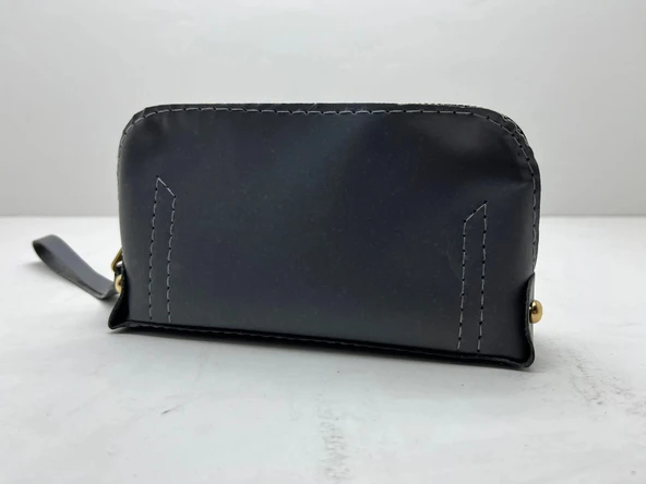 Deri Kumaş Füme Renk 17x10 Cm Takı-Makyaj Fermuarlı Çantası ürün görseli 1