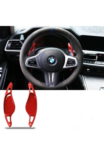 YıldızTuning Bmw 7 Serisi G12 F1 Direksiyon Kulakçık Kırmızı Renk ürün görseli 1