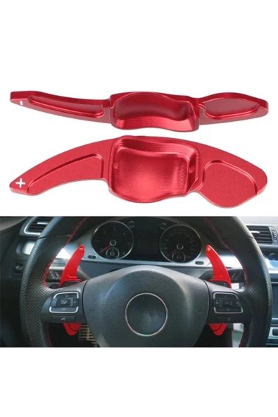 YıldızTuning Scirocco 2009-2014 Uyumlu F1 Paddle Shifter Kulakçık Kırmızı Renk Büyük Boy ürün görseli 1