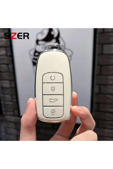 YıldızTuning Chery Omoda 5  Anahtar Koruma Kılıfı Beyaz Gümüş ürün görseli 1