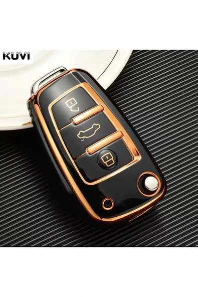 YıldızTuning Audi Q3 Siyah-Gold Anahtar Kılıfı ürün görseli 1