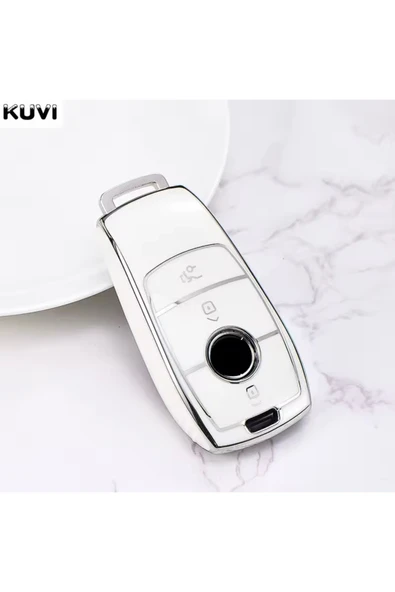 YıldızTuning Mercedes C Serisi W205 Beyaz-Silver Anahtar Kılıfı ürün görseli 1