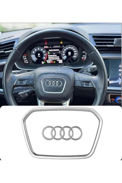 YıldızTuning Audi SQ5 Direksiyon Logo Çerçeve Airbag Krom 2019-2023 ürün görseli 1