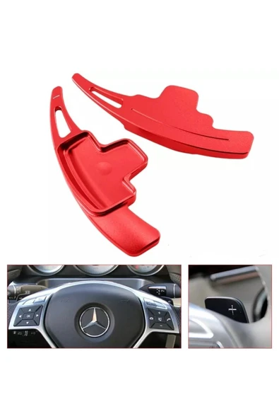 YıldızTuning Mercedes S Serisi W222 F1 Kulakçık Direksiyon Kırmızı Paddle Shifter 2010-2017 ürün görseli 1