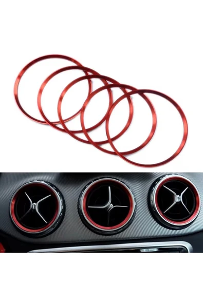 YıldızTuning Mercedes A B CLA GLA Kırmızı Klima Havalandırma Halkaları ürün görseli 1