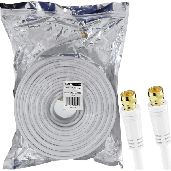Rg6 F Konnektörlü Hazır Anten Kablo 40MT Rose Rc-24-40 ürün görseli 1