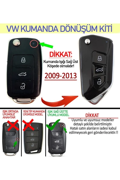 vagparts Vw Jetta 2010-13 Kumanda Kabı Yenileme Modifiye Kiti - Jetta Anahtar Kabı ürün görseli 1