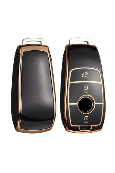 YıldızTuning Mercedes A C E S GLC GLE GLS Siyah-Gold Anahtar Kılıfı ürün görseli 1