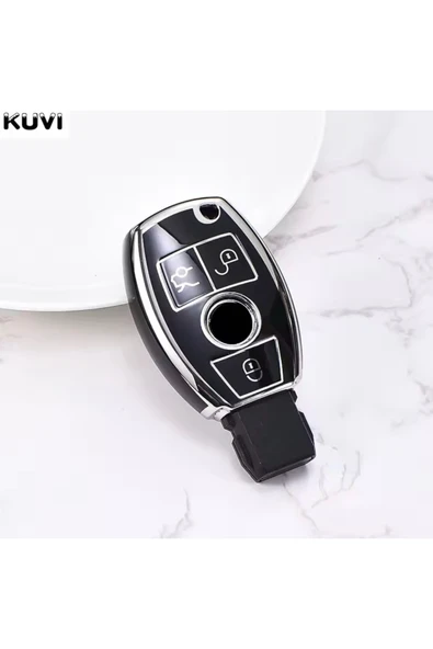 YıldızTuning Mercedes A B C E GLA GLC GLK Siyah-Silver Anahtar Kılıfı ürün görseli 1