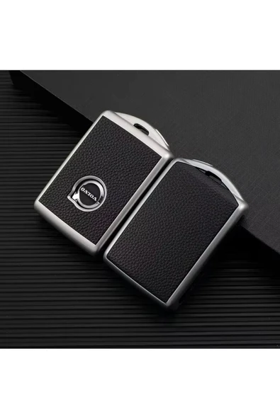 YıldızTuning S90 Uyumlu  Anahtar Kılıfı Deri Görünümlü Siyah Gümüş ürün görseli 1