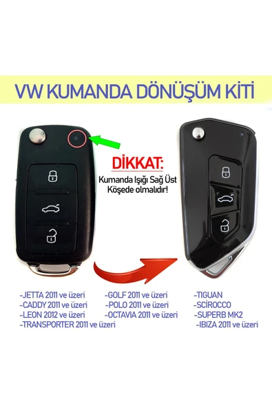 vagparts Transporter Kumanda Kabı Yenileme Modifiye Kiti - Transporter Anahtar Kabı ürün görseli 1