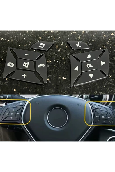 kaytaz Mercedes Direksiyon Tuş Kaplaması Siyah W204 W212 W207 W117 W176 Kendinden Yapışkanlı ürün görseli 1