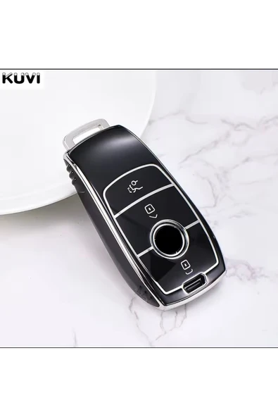 YıldızTuning Mercedes A C E S GLC GLE GLS Siyah-Silver Anahtar Kılıfı ürün görseli 1