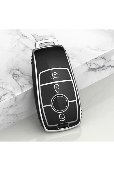 YıldızTuning Mercedes Benz W213 Anahtar Kılıfı Siyah Gümüş Renk ürün görseli 1