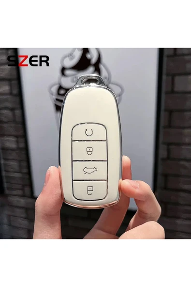 YıldızTuning Chery Tiggo 8 Pro Beyaz Gümüş Anahtarlık Koruma Kılıfı 2024 2023 ürün görseli 1