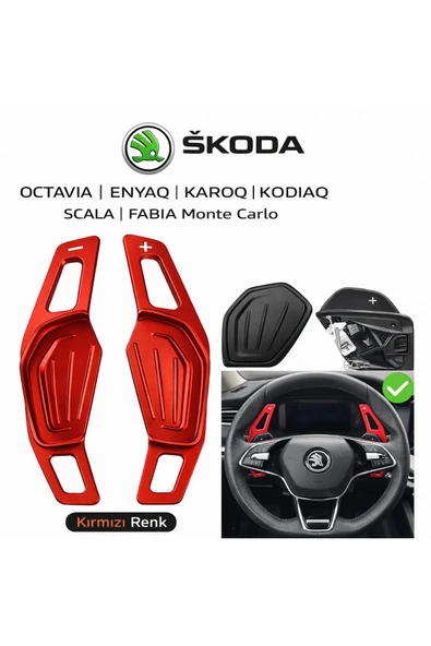 YıldızTuning Skoda Scala F1 Paddle Shifter Kırmızı Renk ürün görseli 1