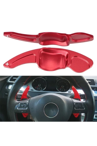 YıldızTuning Polo 6r Gti F1 Uyumlu  Paddle Shifter Kulakçık Kırmızı Renk Büyük Boy ürün görseli 1