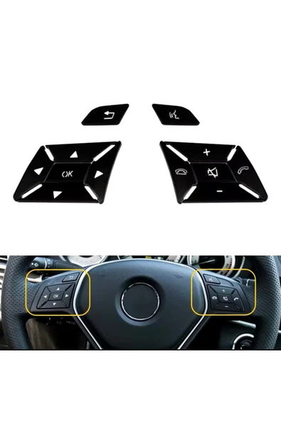 YıldızTuning Mercedes CL S Serisi W218 Direksiyon Tuş Kaplaması Siyah 2011-2015 ürün görseli 1