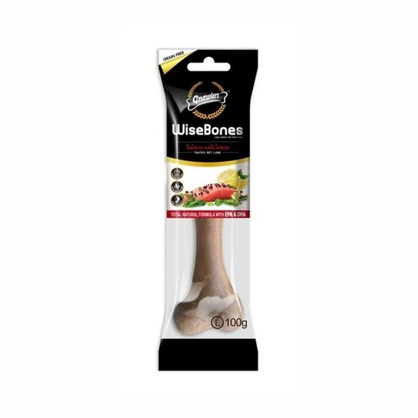 Gnawlers Wise Bone Somonlu ve Limon Aromalı Köpek Ödül Kemiği L 100 gr ürün görseli 1