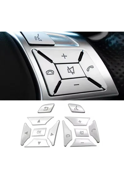 YıldızTuning Mercedes SL Serisi Direksiyon Tuş Kaplaması Gümüş R231 2012-2015 ürün görseli 1