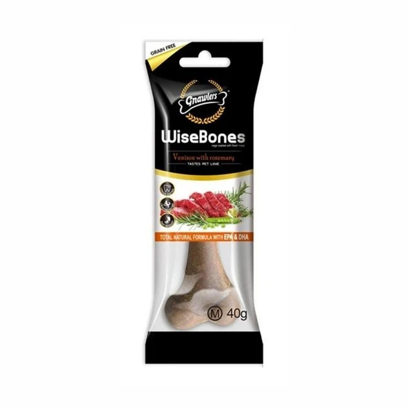 Gnawlers Wise Bone Geyik ve Biberiyeli Aromalı Köpek Ödül Kemiği M 40 gr ürün görseli 1