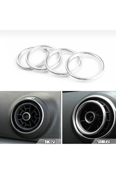 YıldızTuning Audi A3 Klima Havalandırma Halkası Gümüş Gri Renk 2013-2017 ürün görseli 1