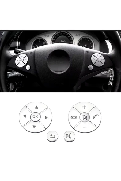 YıldızTuning Mercedes GLK Serisi Direksiyon Tuş Kaplaması Gümüş X204 2008-2012 ürün görseli 1