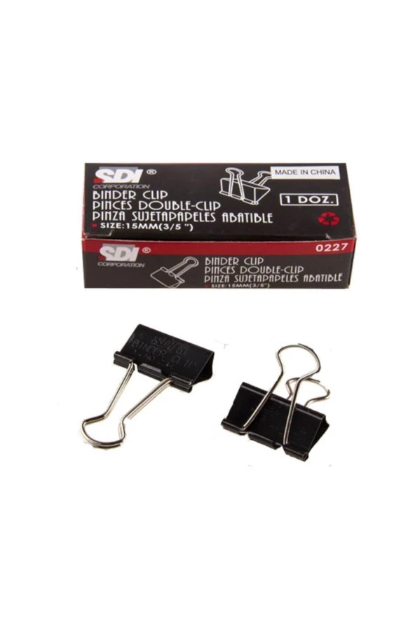 Sdi Paslanmaz Double Clips Kıskaç 15 mm Siyah (12 Li Paket) ürün görseli 1