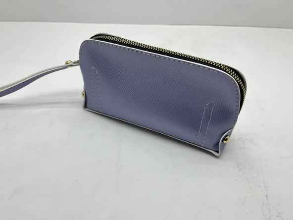 Deri Kumaş Mor Renk 17x10 Cm Takı-Makyaj Fermuarlı Çantası ürün görseli 1