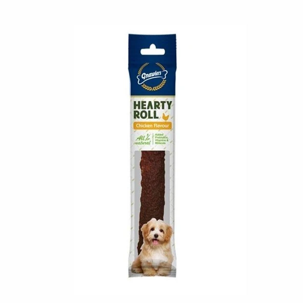 Gnawlers Hearty Roll Doğal Kolajen Tavuklu Köpek Ödül Kemiği 22,5 cm 80 gr ürün görseli 1