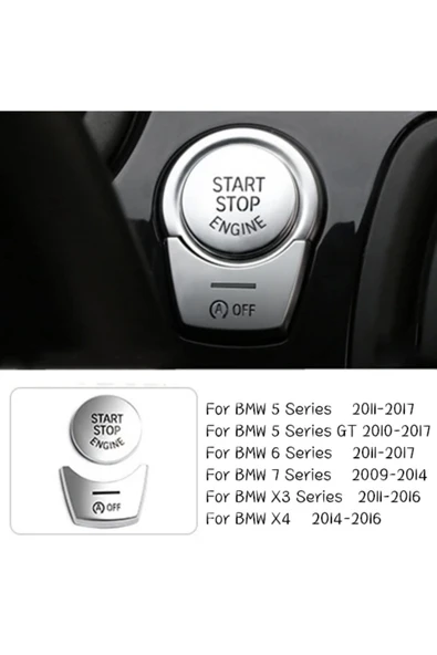 YıldızTuning Bmw 5 Serisi F10 Start Stop Tuş Yenileme Silver 2011-2017 ürün görseli 1