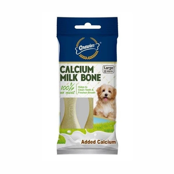 Gnawlers Kalsiyumlu Sütlü Köpek Ödül Kemiği L 10 cm 2'li 110 gr ürün görseli 1