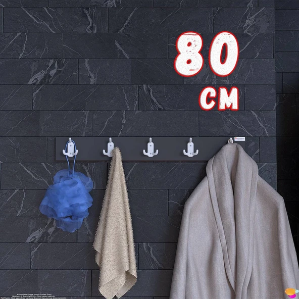 Modilayn ARI Serisi 15 Kancalı Banyo Askısı - 5'li Set (76,4x9,6 cm) | Ekstra Düzen ve Yer Tasarrufu ürün görseli 1