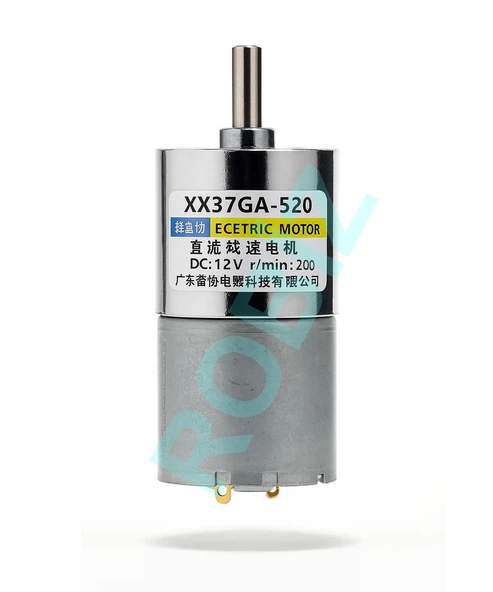 Alkatronik 37GA-520 12V 37mm 200rpm Redüktörlü DC Motor Metal Dişli Yüksek Tork Kuvvet Robot Oyuncak RC Araba ürün görseli 1