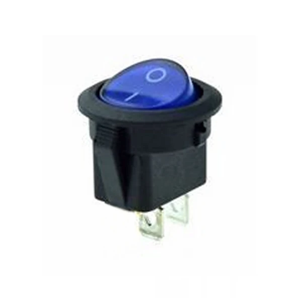 Alkatronik 16mm Yuvarlak 2 Pin Anahtar Switch Mini Buton Mavi Plastik Açma Kapama On/Off 3A 250V  3A 250V Latch ürün görseli 1