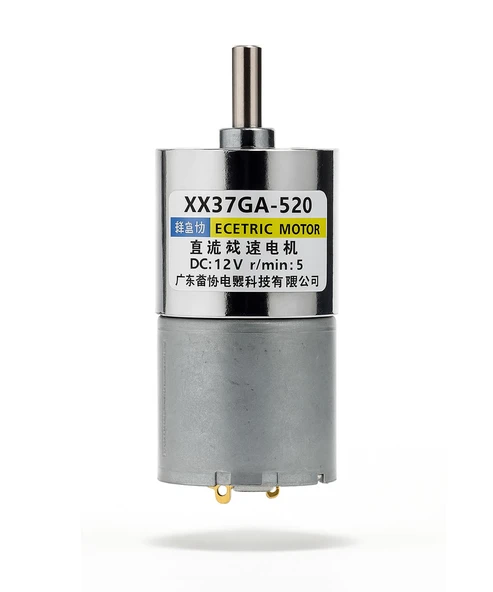 Alkatronik 37GA-520 12V 37mm 5rpm Redüktörlü DC Motor Metal Dişli Yüksek Tork Kuvvet Robot Oyuncak RC Araba ürün görseli 1