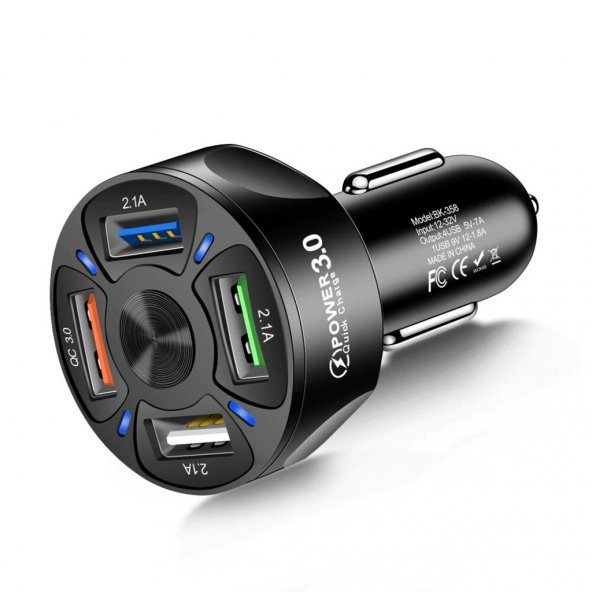 Araç Hızlı Şarj 4 USB 7 A Çoklu Hızlı Şarj Adaptörü ürün görseli 1