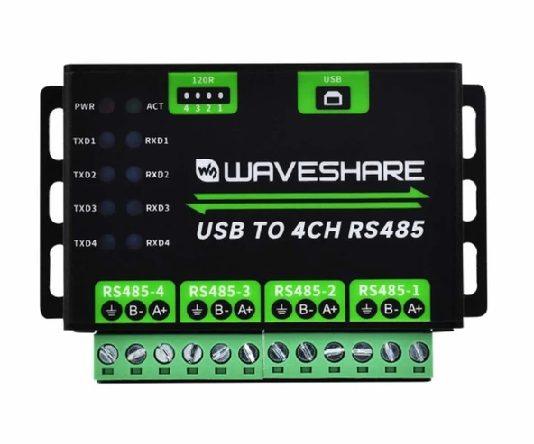 Alkatronik Waveshare USB to 4 Kanal RS485 Çevirici Modül Metal Kutu Endüstriyel Tip Sinyal Çevirici Haberleşme ürün görseli 1