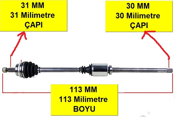 Renault Master I Opel Movano I  En Eski model Ön Aks Komple Sağ Dış Freze 31 MM Master II ye uymaz çin malı Motortec marka ürün görseli 1