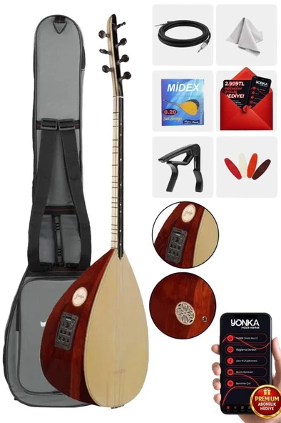 Yonka B-341K Kısa Sap Ardıç Ağacı Sap Gövde Profesyonel Saz Bağlama Seti ürün görseli 1